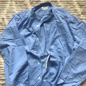 Hartford Large Band Collar Shirt, Blue